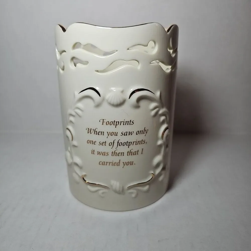 Lenox Footprints Fine Ivory China Votive Candleholder 1998